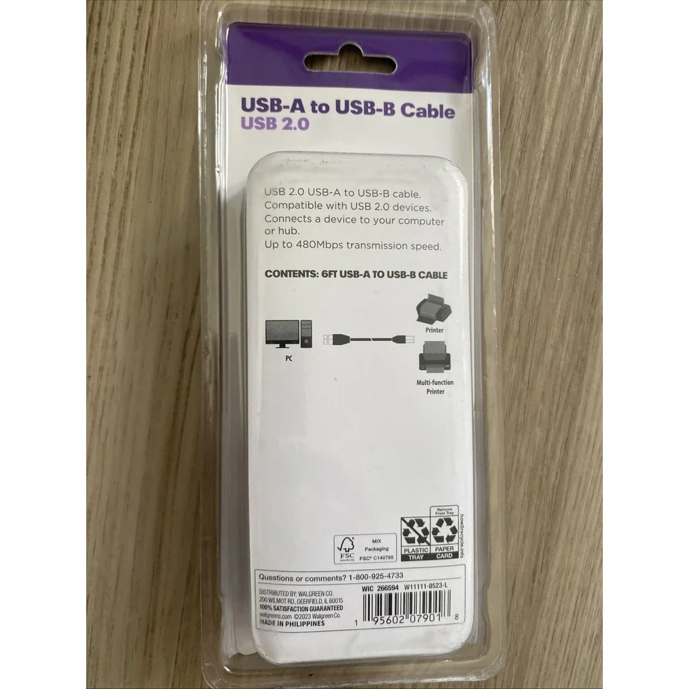 Infinitive‎ 2.0 USB-A to USB-B Cable 6ft. Printer Cable New B-2
